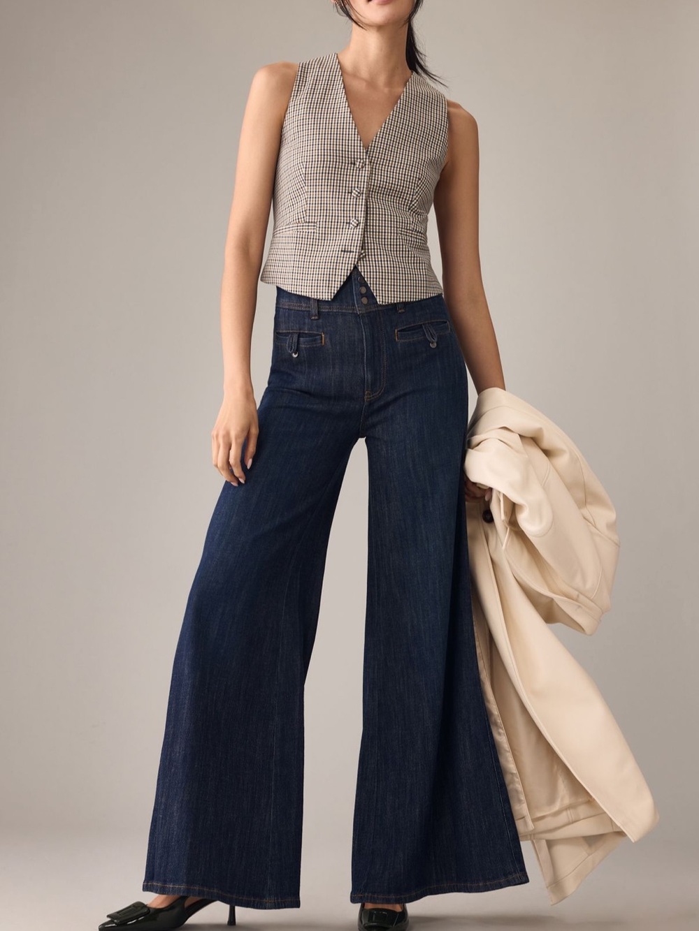 Pilcro Wide-Leg Dark Indigo Jeans